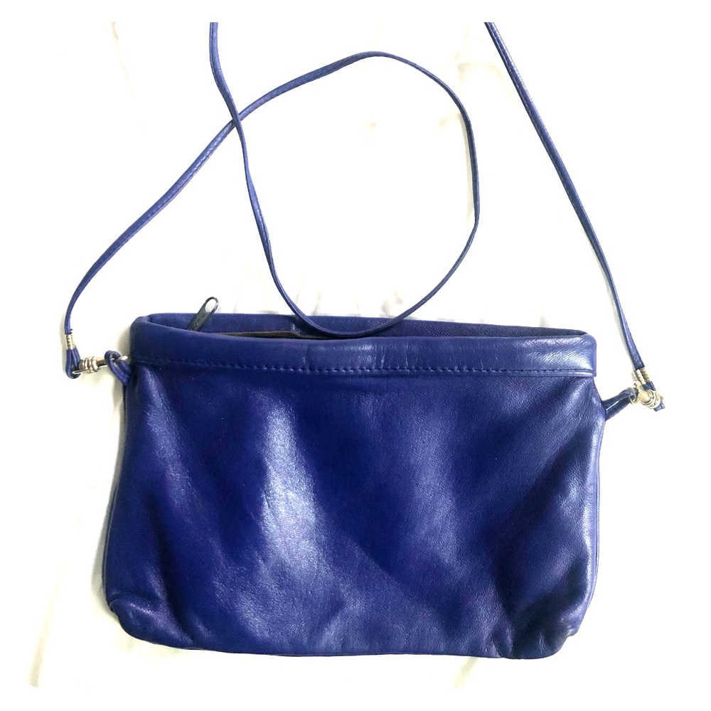 Leather vintage blue clutch purse